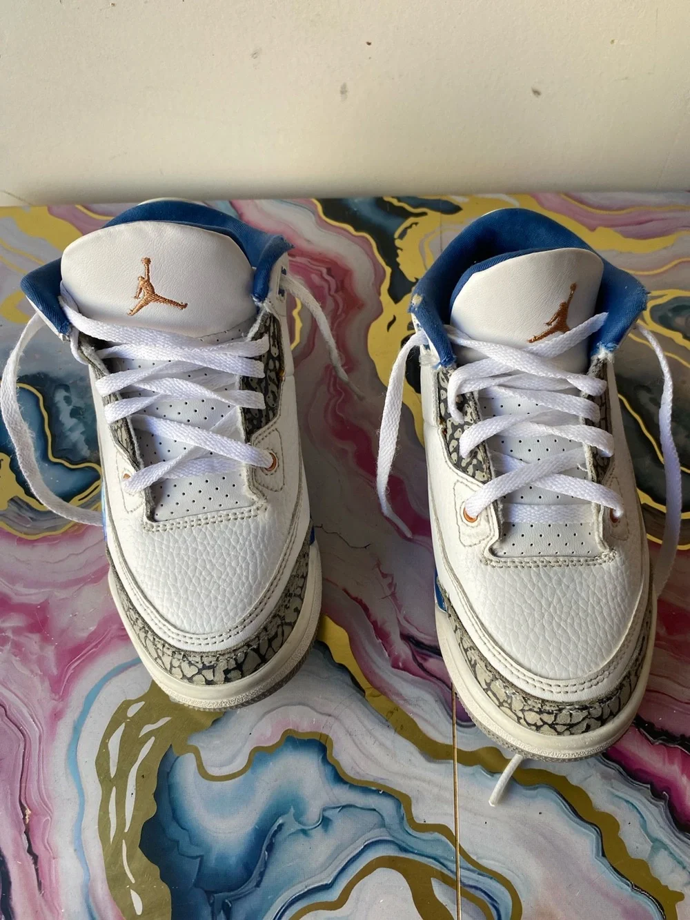 Air Jordan 3 Retro Wizards True Blue Preschool Sneakers 12C Streetwear